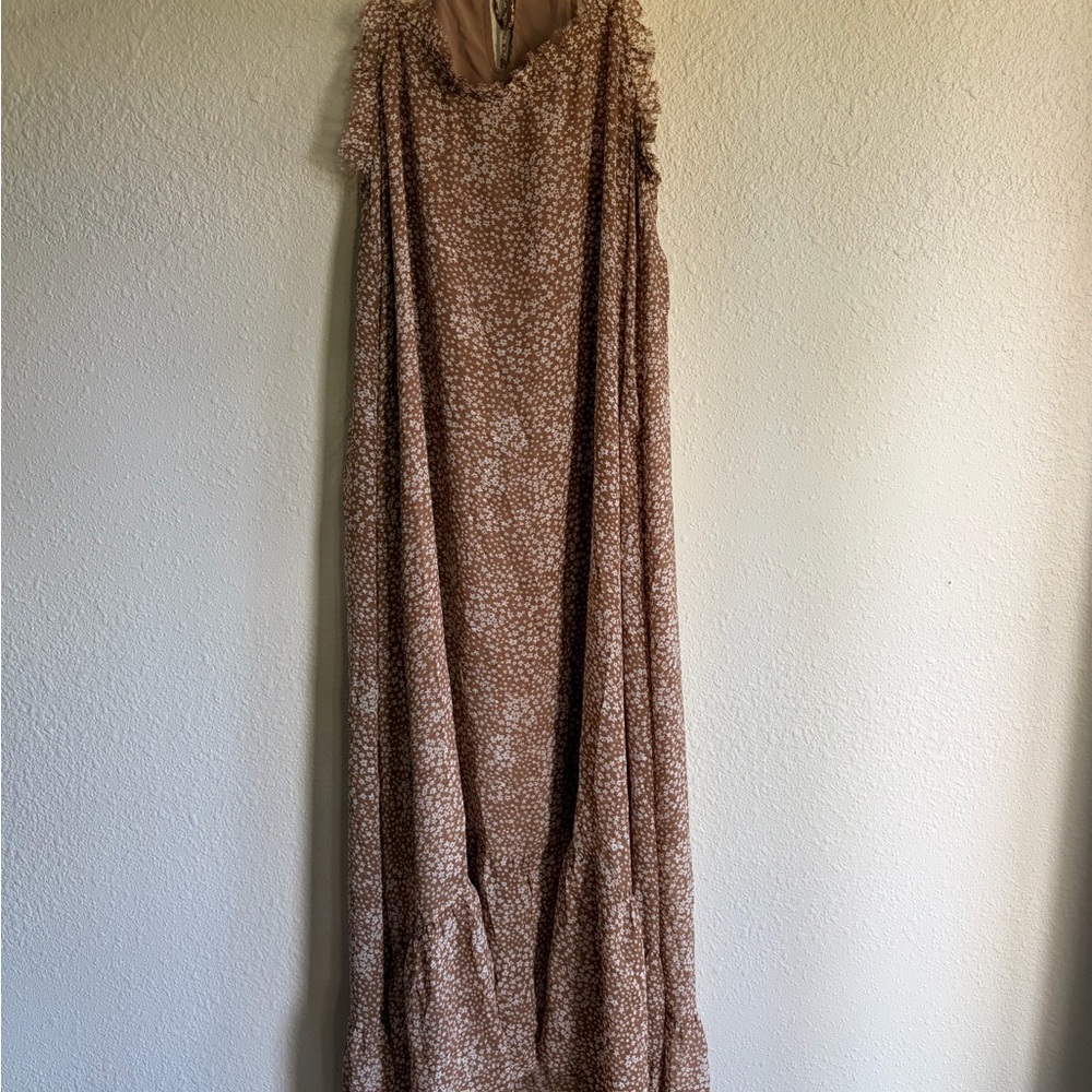 LAWLESS Floral Tan Floral Maxi Dress
